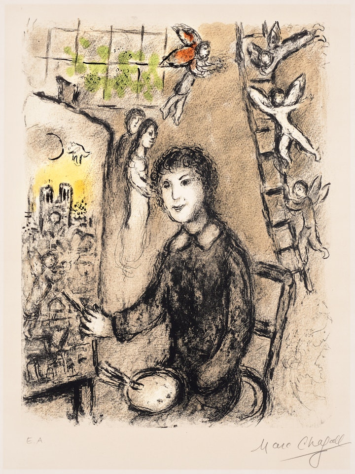 Le peintre devant le tableau (The Painter in Front of the Picture) (M. 932) by Marc Chagall