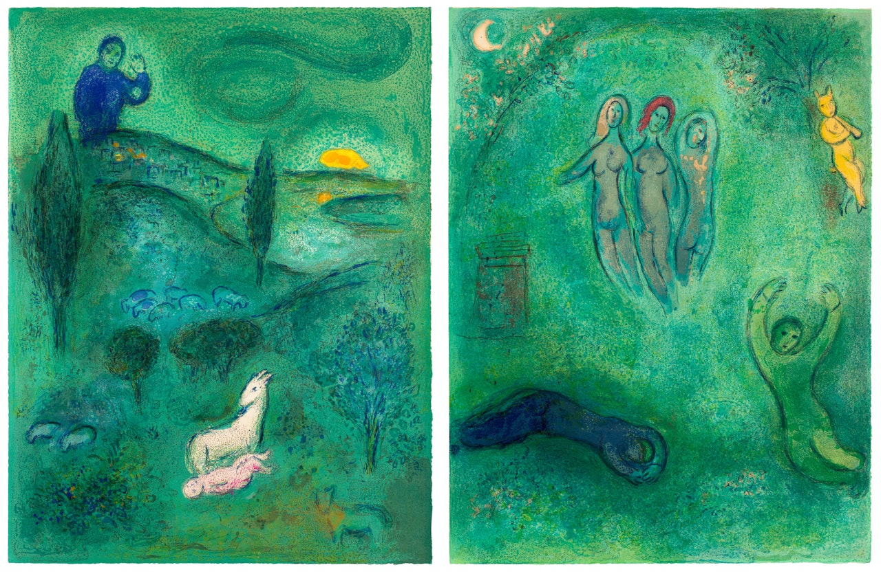 Daphnis et Chloé (Daphnis and Chloé): two prints (M. 309; 325, see C. Bks. 46) by Marc Chagall