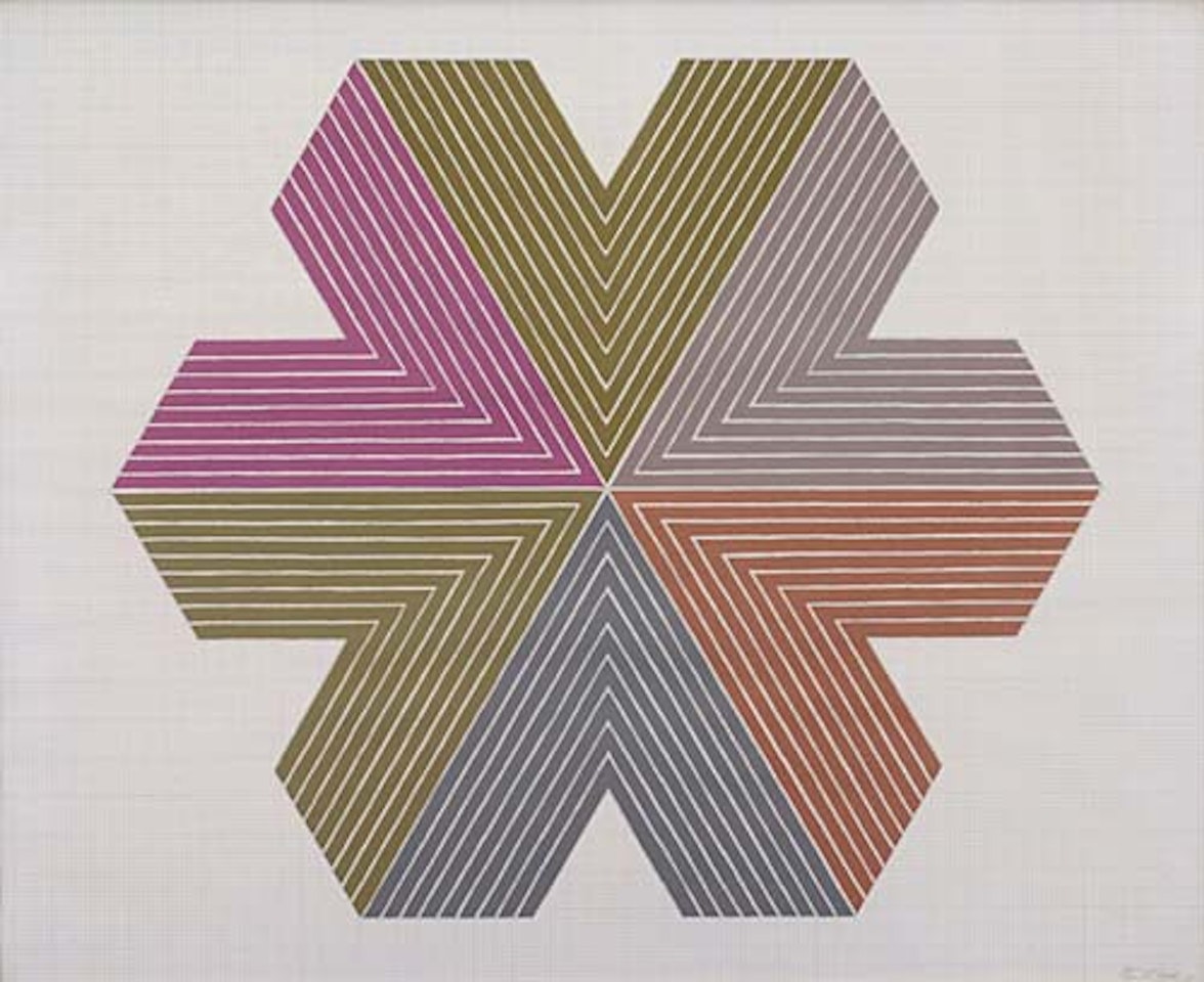 Color lithograph on English Vellum graph paper by Frank Stella