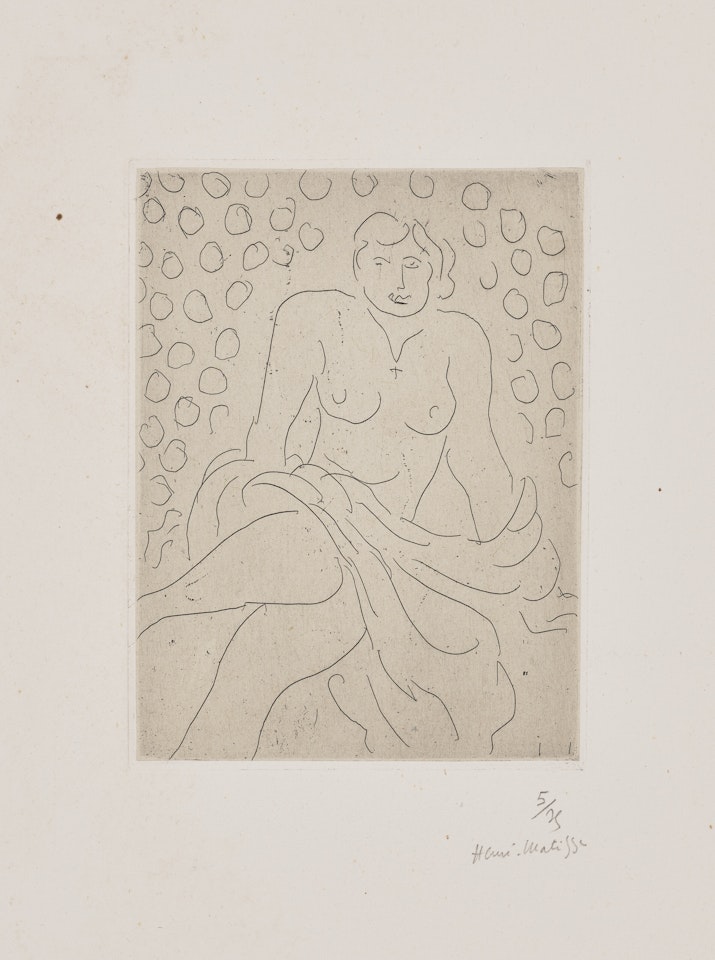 Nu drapé sur fond composé de cercles by Henri Matisse