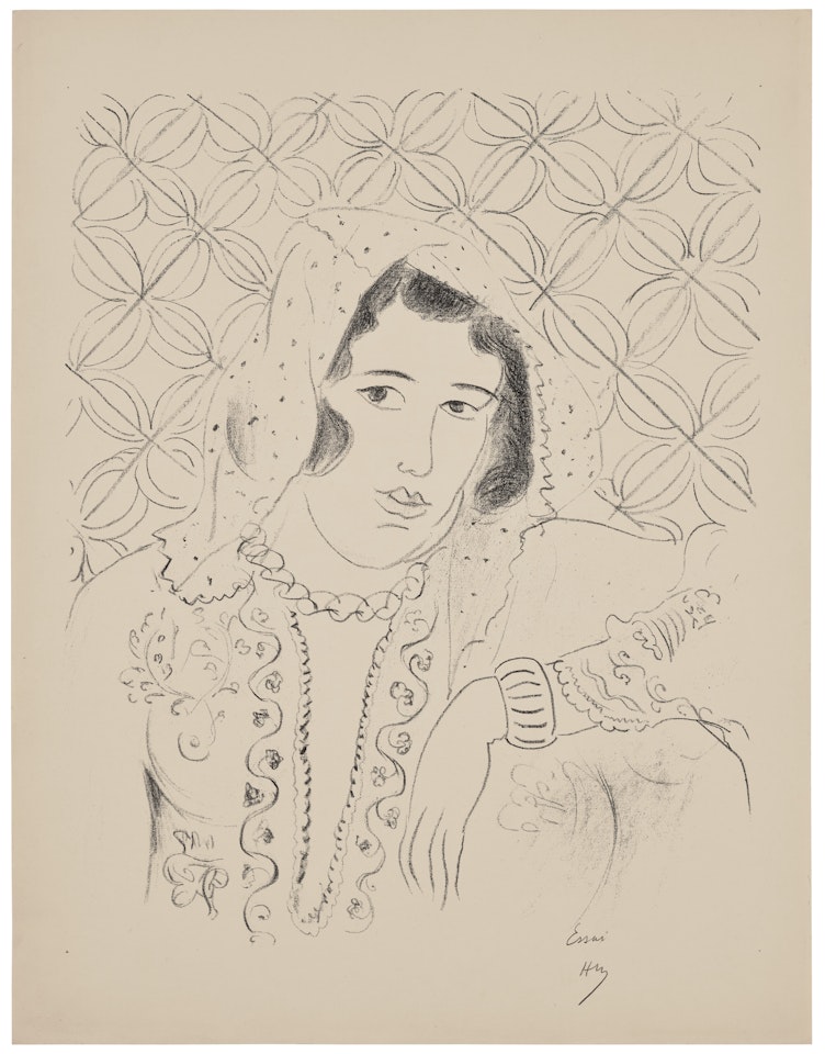 Figure devant tapa africain by Henri Matisse