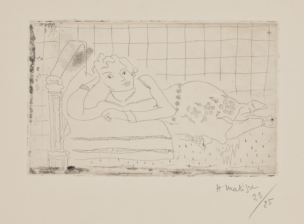 Figure allongée sur un lit d"acajou by Henri Matisse