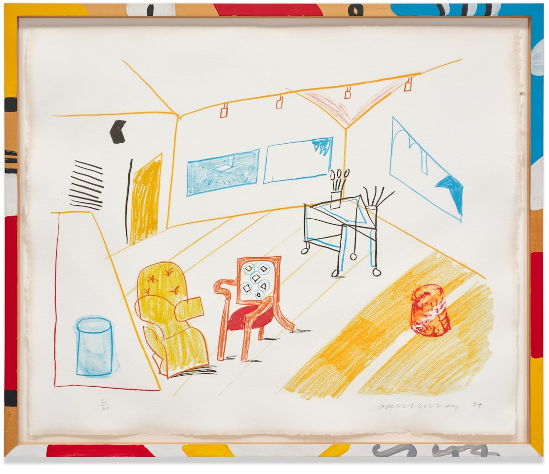 Conversation in the Studio, from Moving Focus (T.G. 271, M.C.A.T. 260) by David Hockney