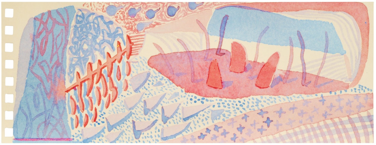 Composition Red & Blue by David Hockney