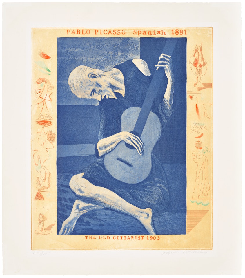The Old Guitarist, plate 2 from The Blue Guitar (S.A.C. 200, M.C.A.T. 179) by David Hockney