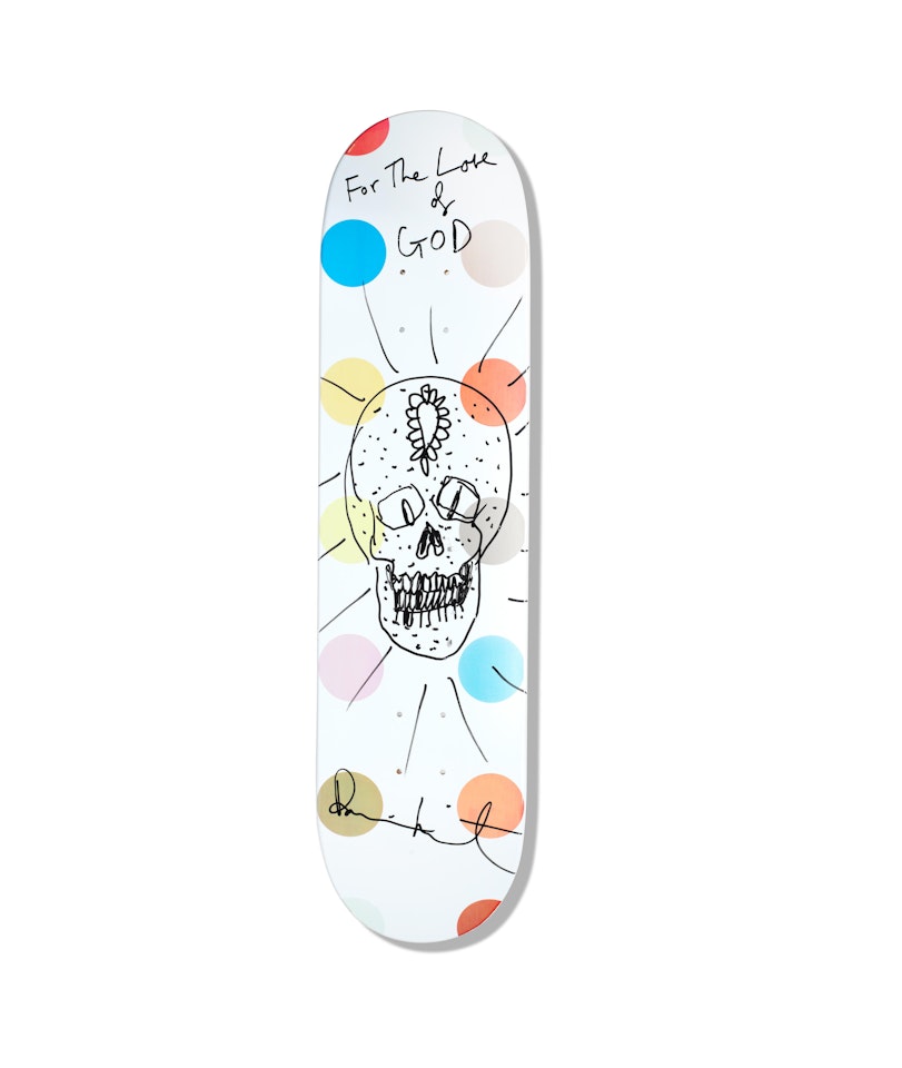 Skull on Skateboard Deck by Damien Hirst