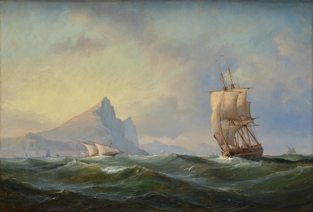 Sailing Ship off Gibraltar by Anton Melbye