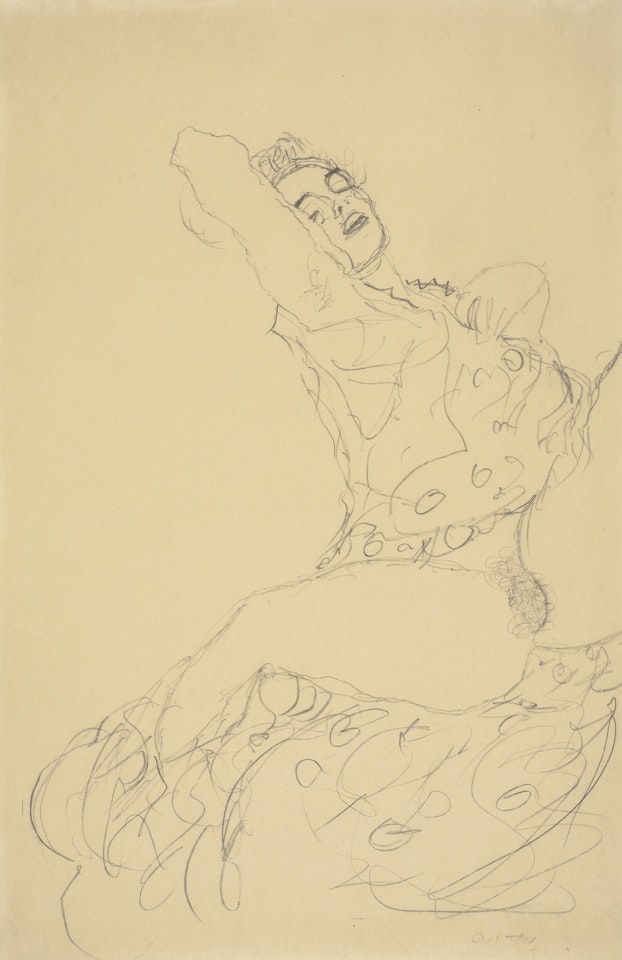 Liegender Halbakt mit gespreizten Schenkeln by Gustav Klimt
