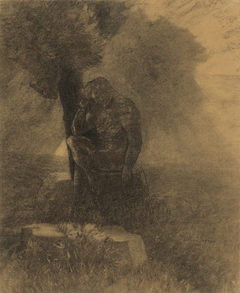 Penseur (Homme nu dans un paysage) by Odilon Redon