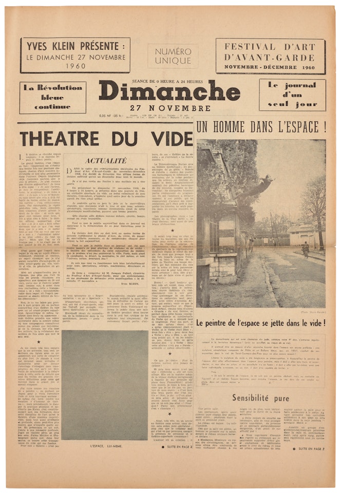 Dimanche - Le Journal d"un seul jour (The Newspaper of Single Day) by Yves Klein