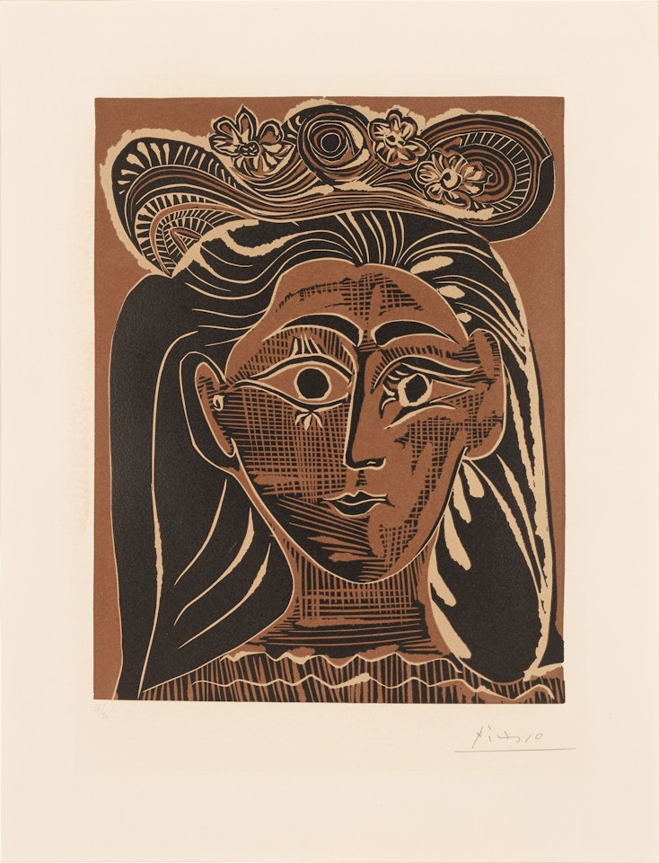 Femme au chapeau à fleurs (B. 1075; Ba. 1322) by Pablo Picasso