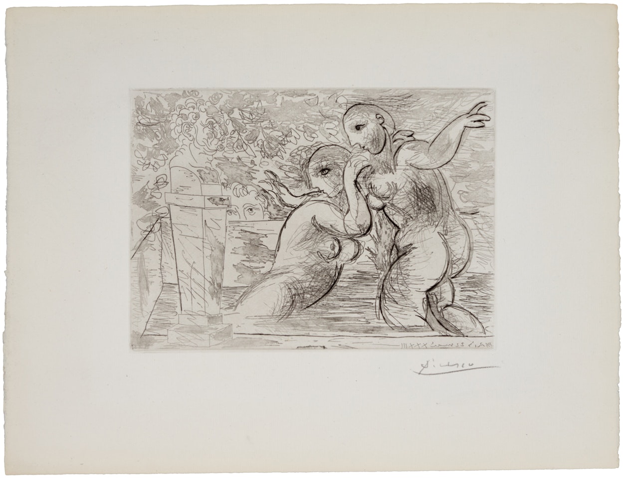 Les baigneuses surprises , from la suite Vollard (B. 194; Ba. 355) by Pablo Picasso