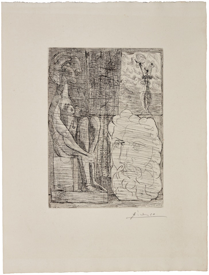 Sculptures et vase de fleurs , from la suite Vollard (B. 189; Ba. 348) by Pablo Picasso