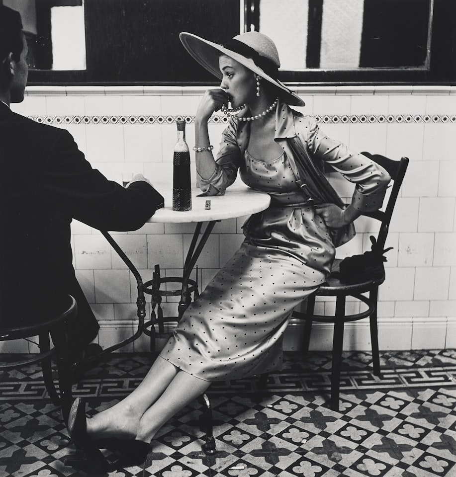 Café in Lima, "Vogue" fashion photograph (Jean Patchett) by Irving Penn