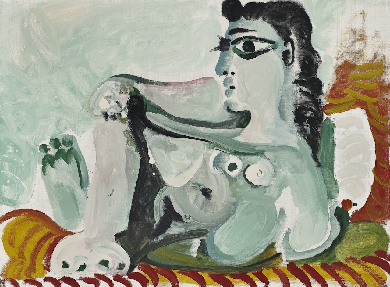 Nu assis appuyé sur des coussins by Pablo Picasso