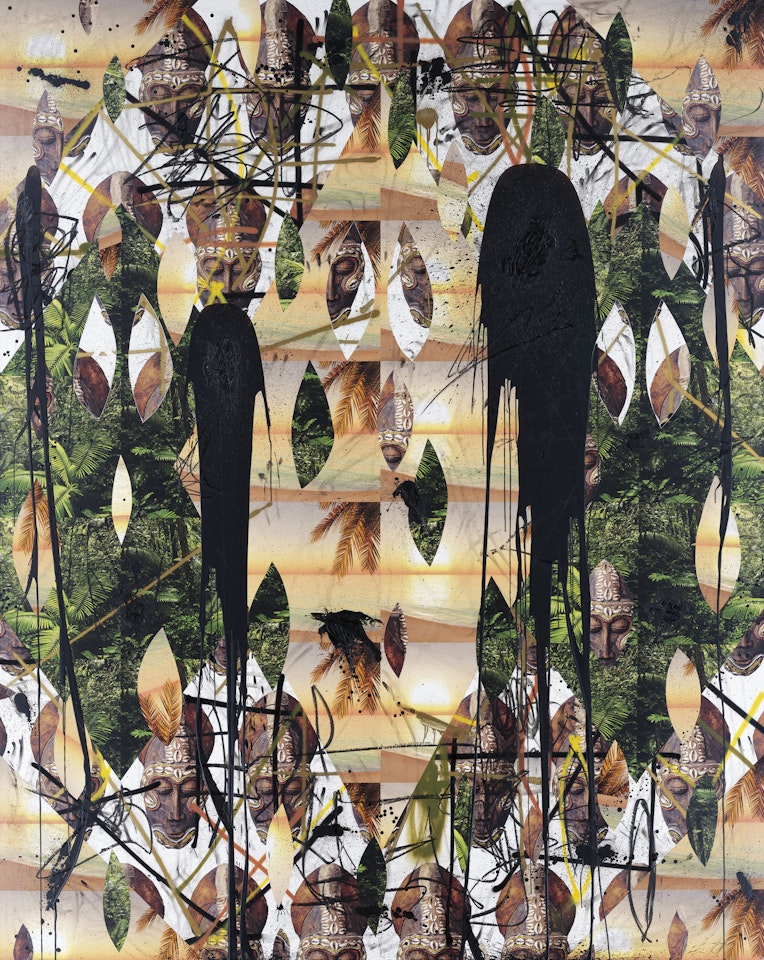 Untitled Mask Collage by Rashid Johnson