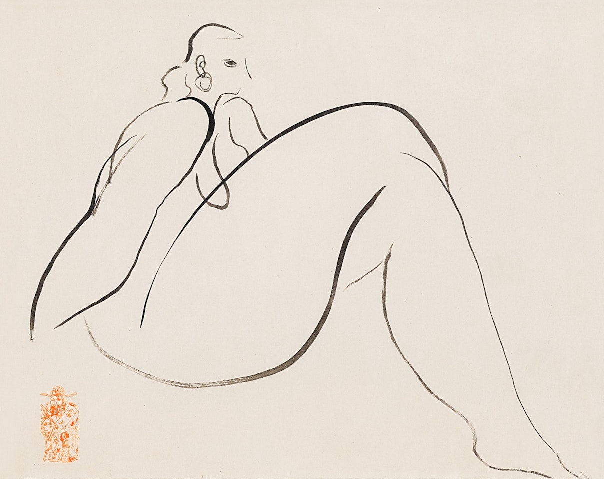 Nu à la boucle d"oreille by Sanyu