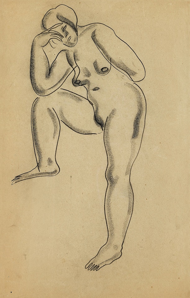 Nu accoudé, jambe droite relevée by Sanyu