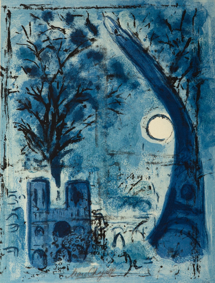 Notre Dame et la tour Eiffel by Marc Chagall
