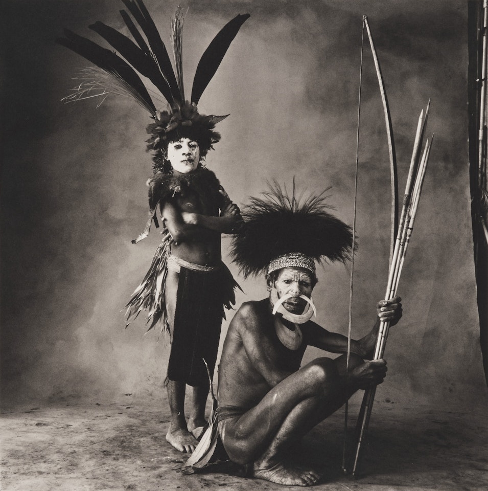 New Guinea Man and Child with White Faces, New Guinea by Irving Penn