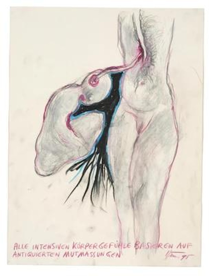 "Alle intensiven Körpergefühle basieren auf antiquierten Mutmassungen" ("All intense bodily sensations are based on antiquated assumptions") by Gunter Brus