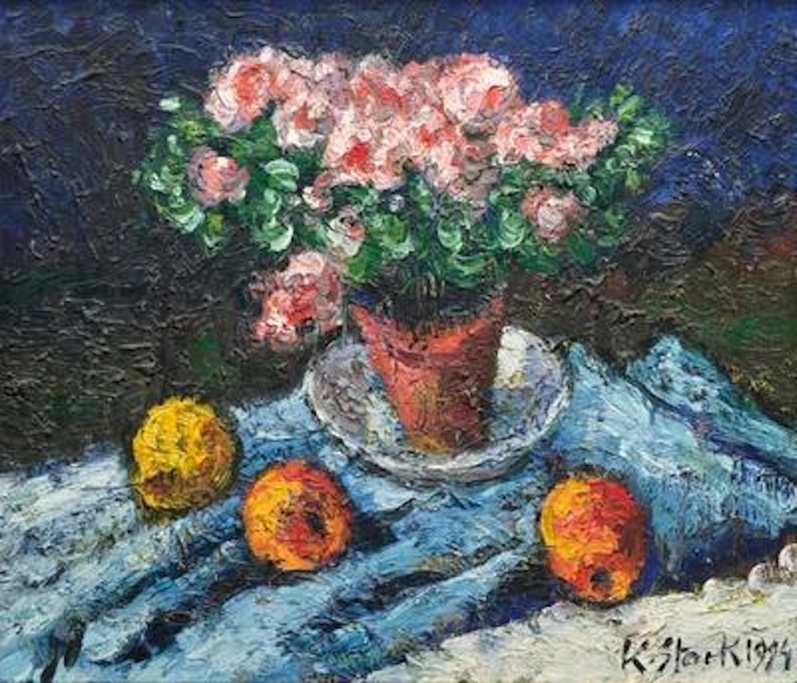 Still life with Azaleas and Apples by Karl Stark