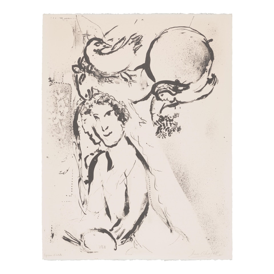 White Self-Portrait (Mourlot 181) by Marc Chagall