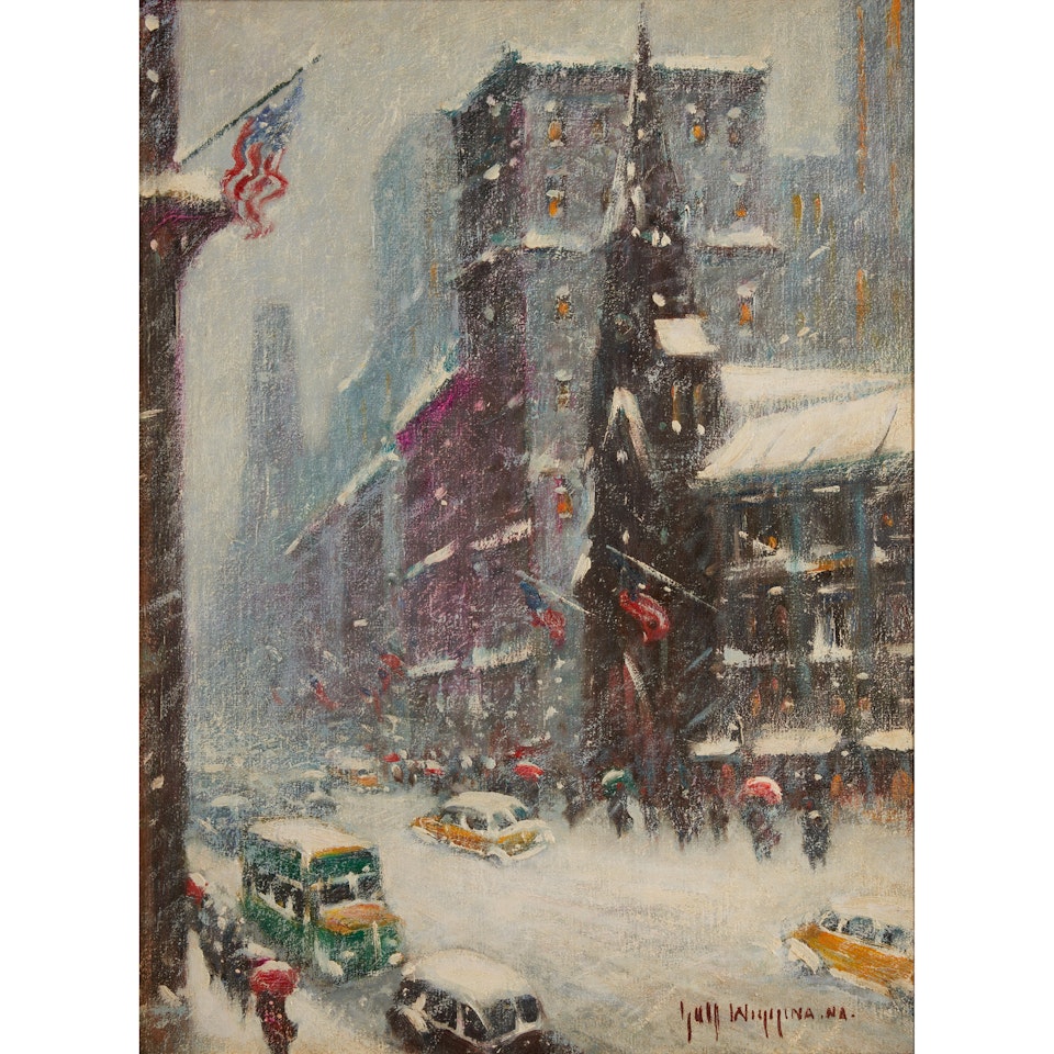 5th Ave at 56th Street in Winter by Guy Carleton Wiggins