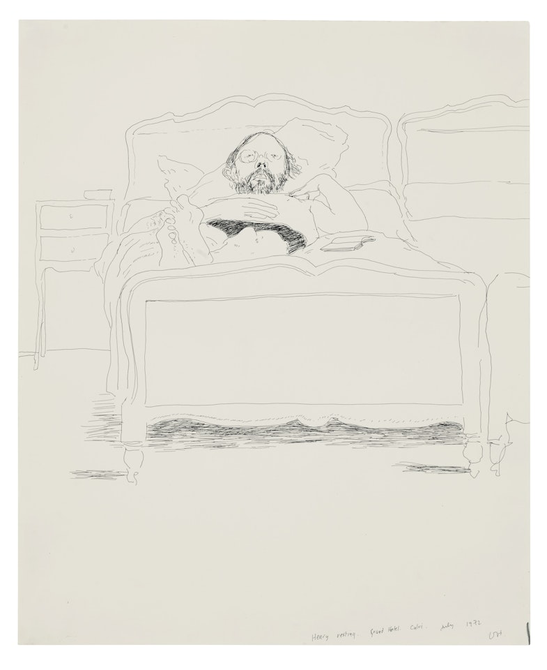 Henry Resting, Grand Hotel, Calvi by David Hockney