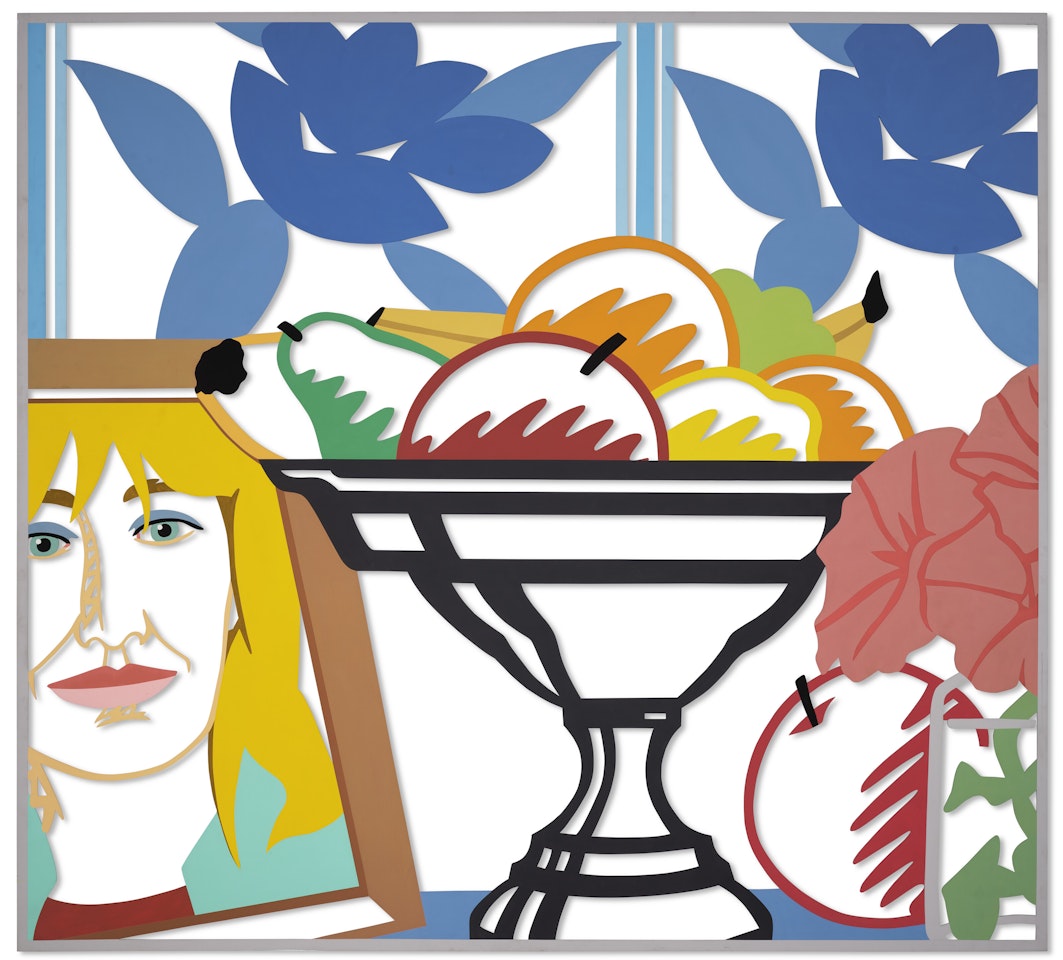 Still Life with Fruit, Petunias and Claire by Tom Wesselmann