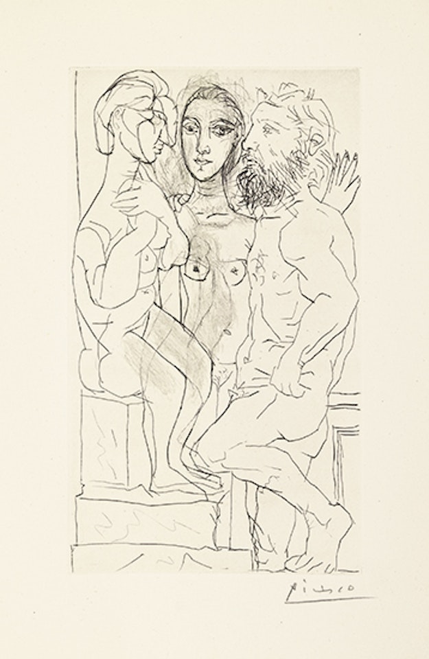 Sculpteur, Modèle et Sculpture assise by Pablo Picasso