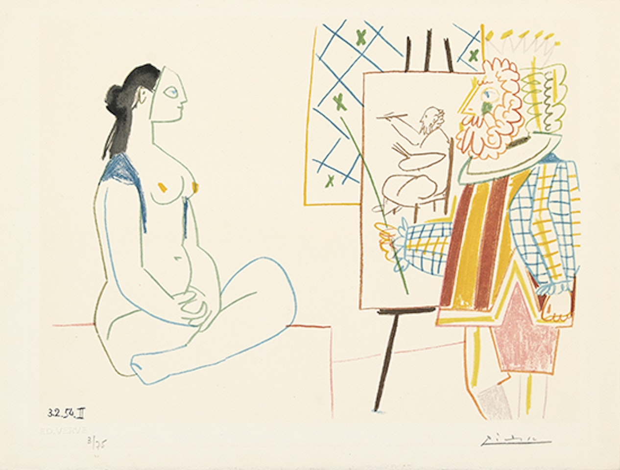 La Pientre et Modéle Masquée by Pablo Picasso