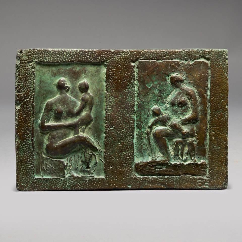 Relief: Two Seated Mother and Child by Henry Moore
