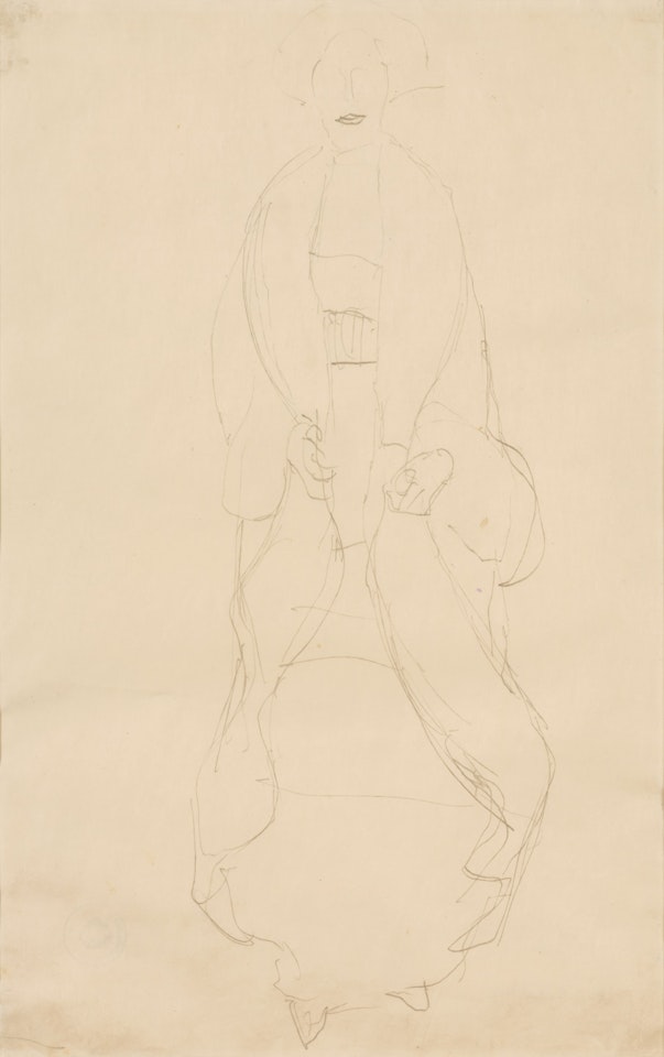 Stehende Dame mit Mantel von vorne (Standing Lady with Coat from the Front) by Gustav Klimt