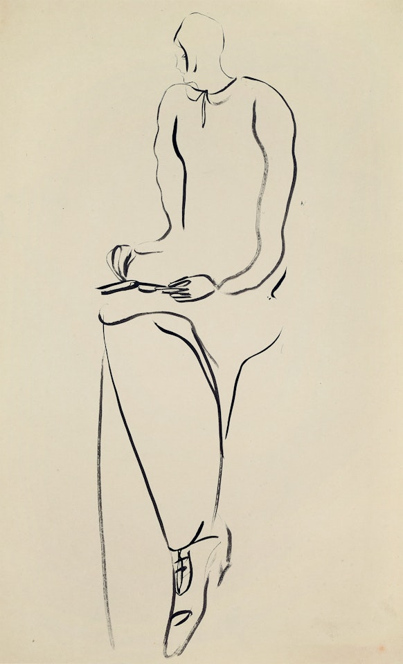 Lady Drawing by Sanyu