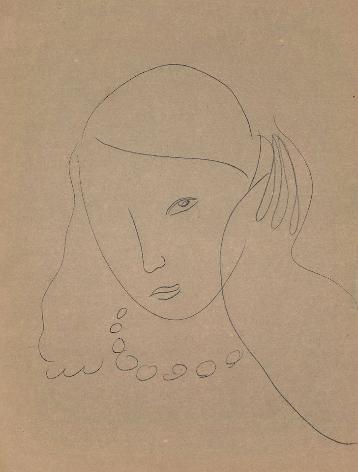 One-eyed Lady With Pearl Necklace by Sanyu