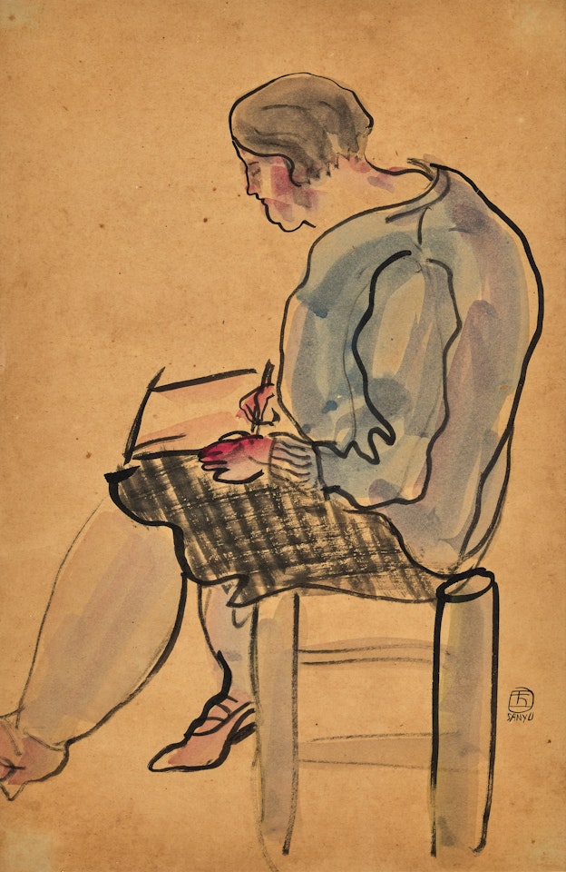 Woman in Checkered Skirt by Sanyu