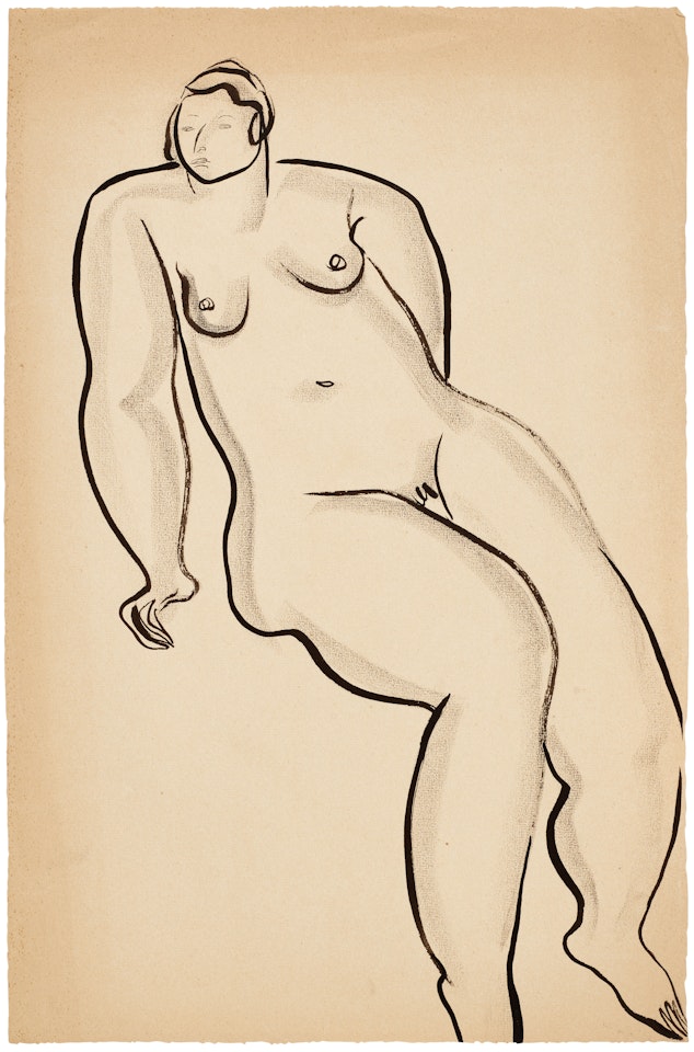 Femme assise bras gauche en arriére by Sanyu