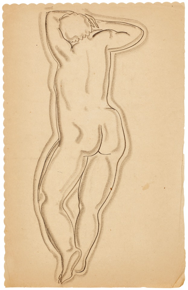 Femme debout de dos tete dans les bras by Sanyu