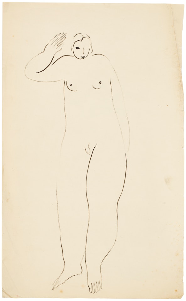 Femme debout de face saluant by Sanyu