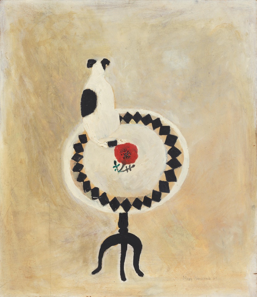 Dog on a table by Mary Newcomb