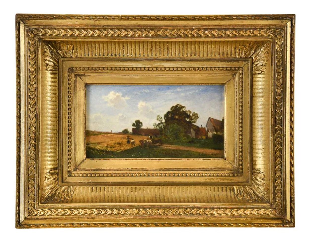 Harvest scene with a hay cart by Italian School