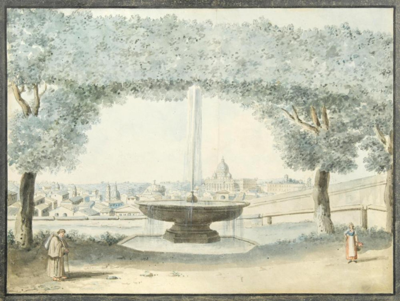 View of Rome from the Villa Medici gardens by Italian School