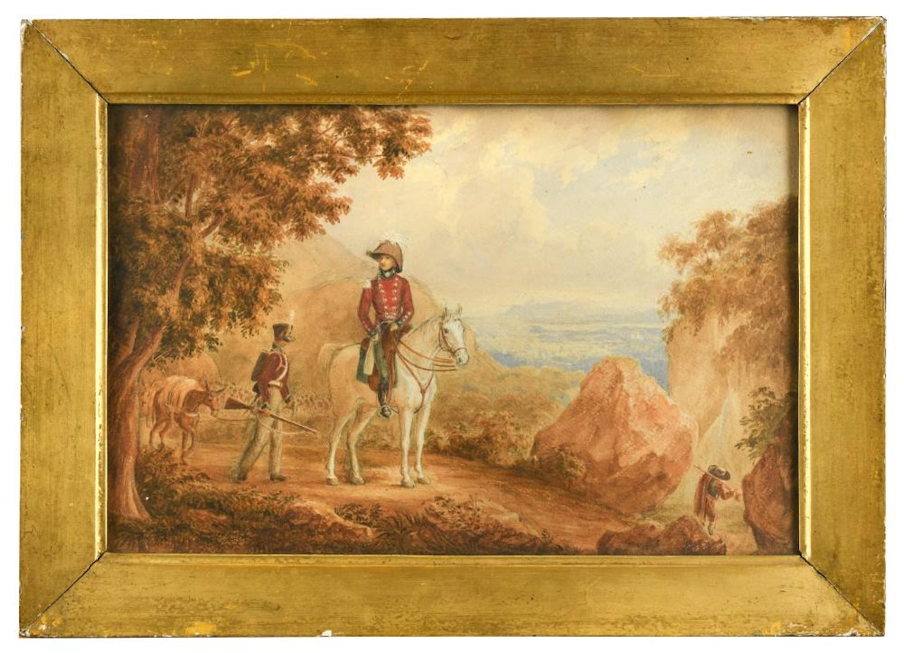 Peninsular War scene with an Officer by English School