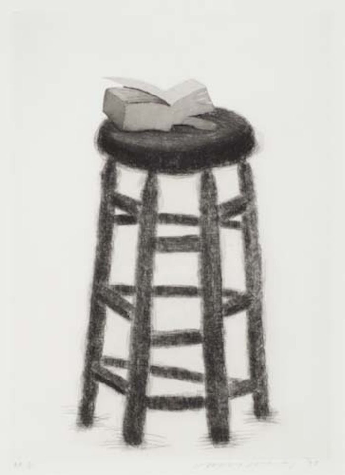 Wooden Stool with Book by David Hockney