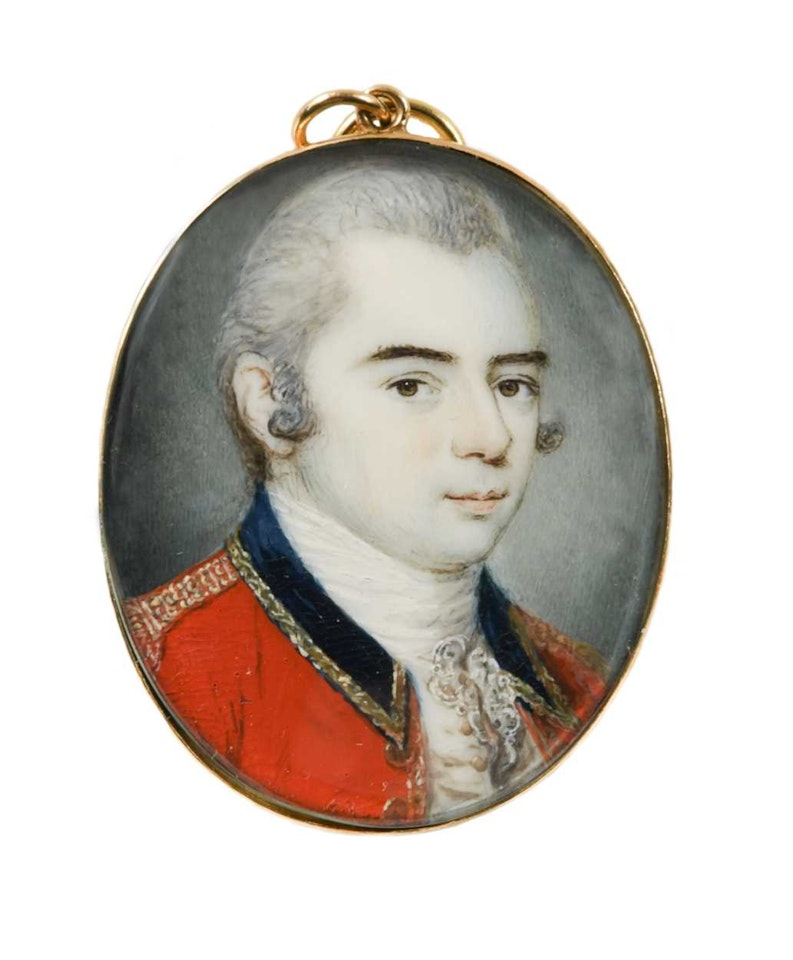 Portrait miniature of a cavalry officer by English School