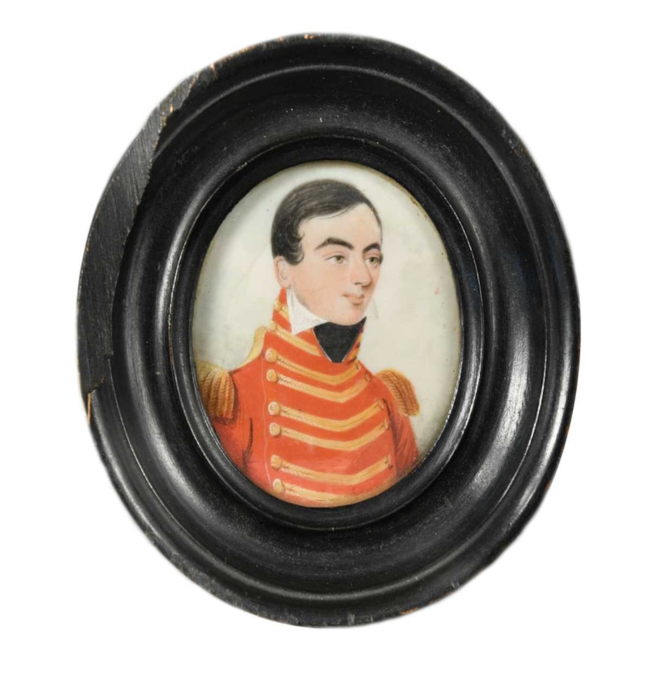 Portrait miniature of Lieutenant the Hon. Ferdinand Curzon in the uniform of a subaltern in the grenadier company of the 53rd (Shropshire) Regiment of Foot by English School