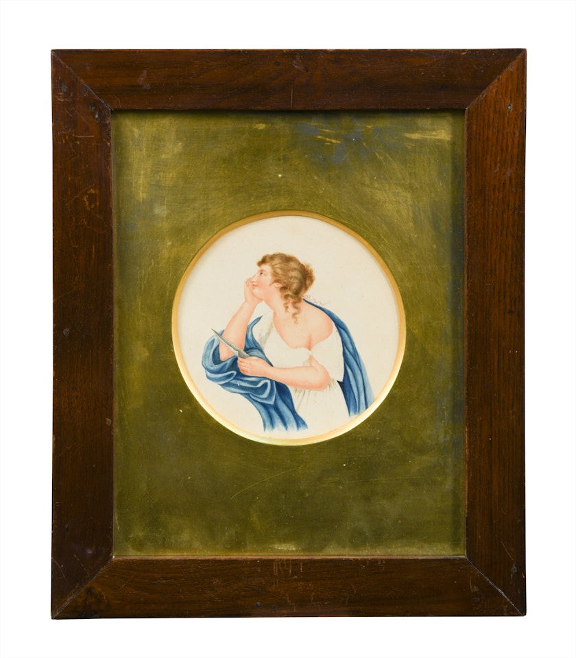 Portrait of Emma, Lady Hamilton, in repose, holding a letter by English School