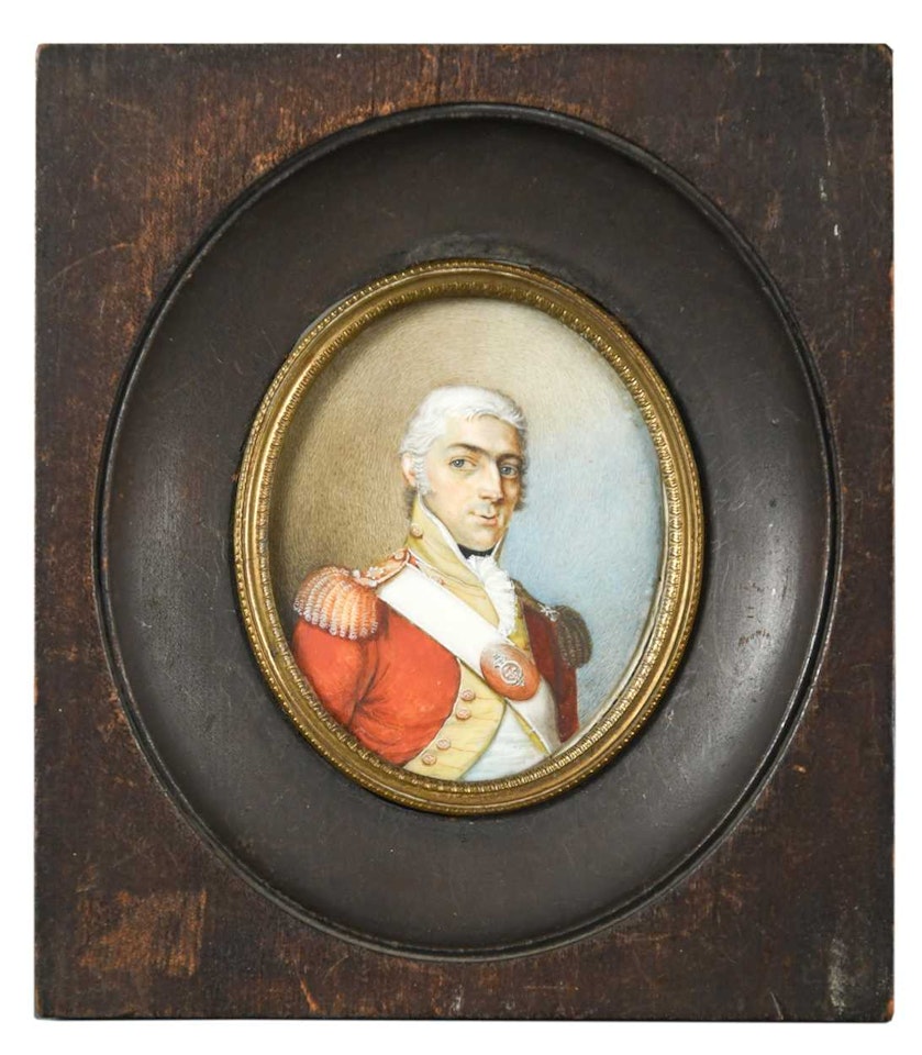Portrait miniature of an officer, believed to be Lt Colonel Clement Stafford Courtenay of the Loyal Cheshire Fencible Infantry by English School