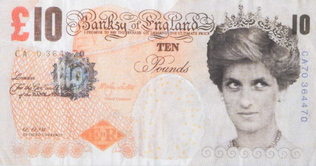 Di-faced tenner by Banksy